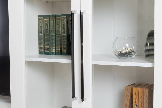 Валенсия стенка для гостиной № 86 цвет белый шагрень