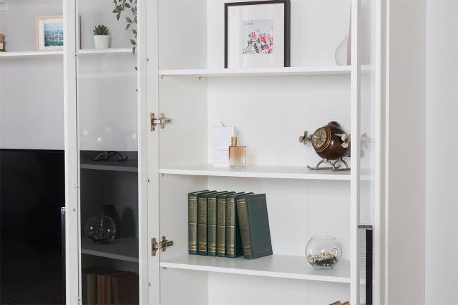 Валенсия стенка для гостиной № 86 цвет белый шагрень