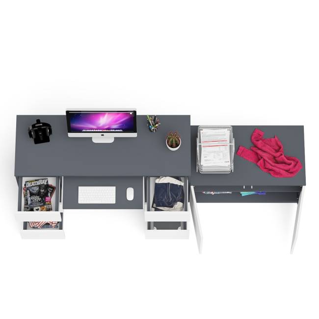 Двухтумбовый компьютерный стол Мори МС-2 с широкой тумбой на 900 цвет графит/белый