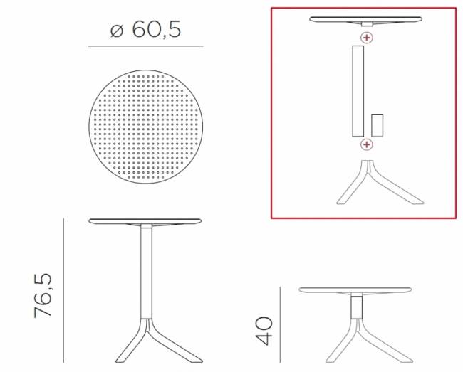 Стол пластиковый обеденный Step + Step Mini антрацит Ø605х400-765 мм