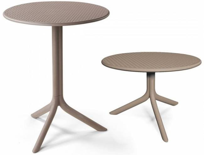 Стол пластиковый обеденный Step + Step Mini тортора Ø605х400-765 мм Стол пластиковый обеденный Step + Step Mini тортора Ø605х400-765 мм