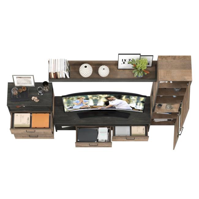 Стенка для гостиной с подсветкой Трувор № 23 цвет дуб гранж песочный/интра