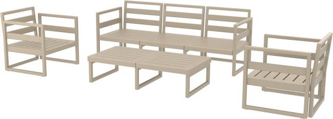 Комплект пластиковой мебели Mykonos XL бежевый, бежевый Комплект пластиковой мебели Mykonos XL бежевый, бежевый