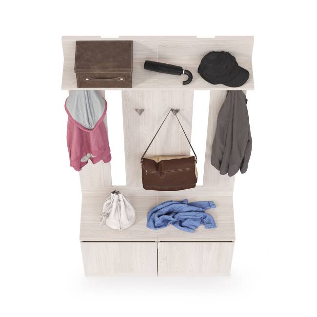 Тумбы с вешалками для верхней одежды Ника цвет ясень анкор светлый Тумбы с вешалками для верхней одежды Ника цвет ясень анкор светлый