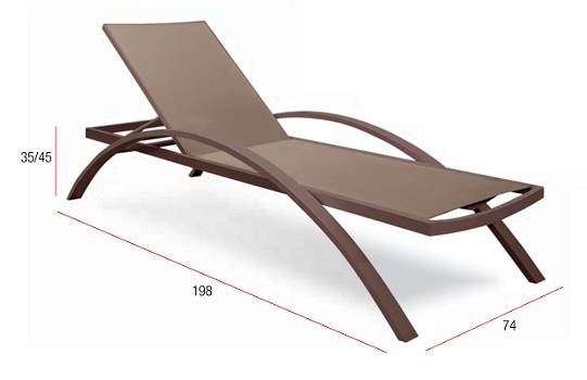 Шезлонг металлический Oliver тортора 1980х740х450 мм