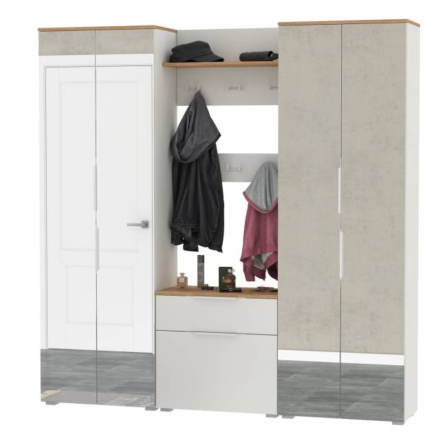 Большая прихожая Октава № 27 цвет белый шагрень/дуб крафт золотой Большая прихожая Октава № 27 цвет белый шагрень/дуб крафт золотой