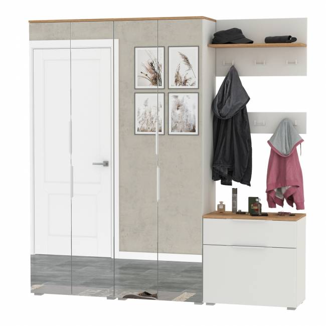 Большая прихожая Октава № 27 цвет белый шагрень/дуб крафт золотой Большая прихожая Октава № 27 цвет белый шагрень/дуб крафт золотой