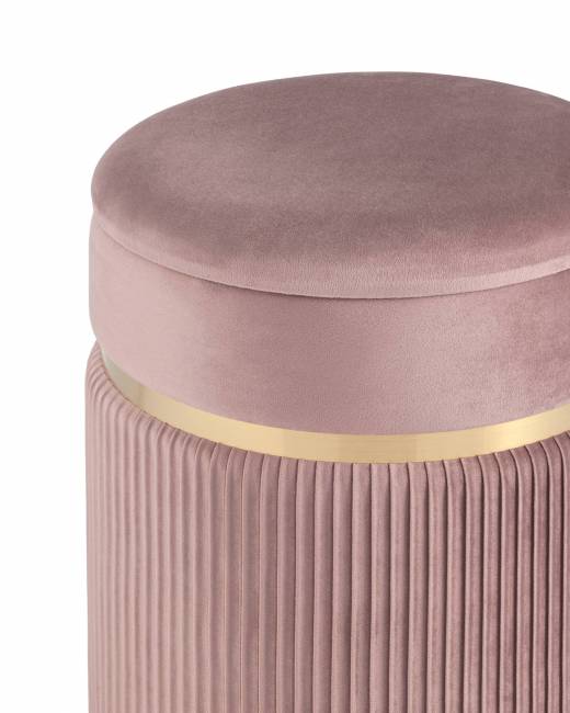 Пуф Миранда с ящиком велюр розовый