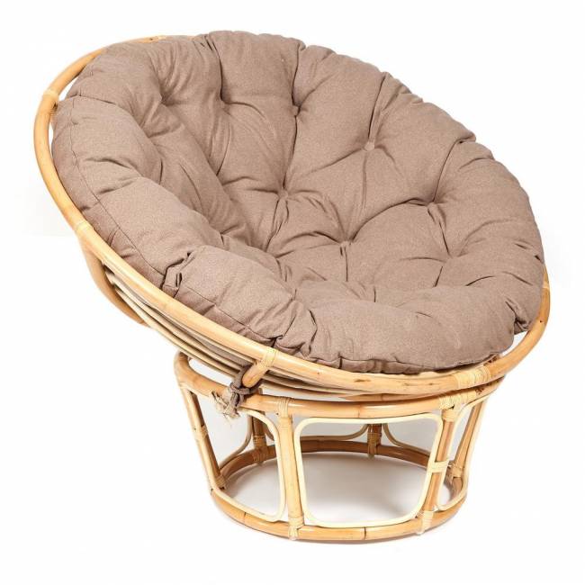 Кресло PAPASAN ECO/ПАПАСАН ЭКО P115-1/SP STD /c подушкой, ремешками/ Natural (натуральный), экошерсть Коричневый, 1811-5 Natural (натуральный)