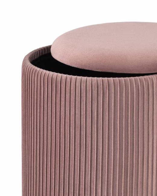 Пуф Шарлотта с ящиком велюр розовый