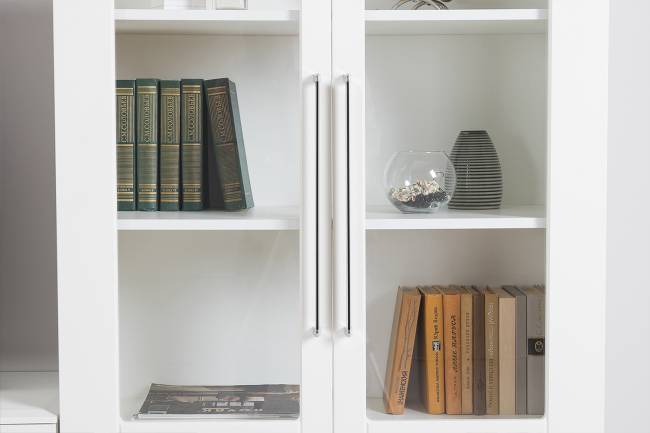 Большая стенка для гостиной Валенсия № 107 цвет белый шагрень