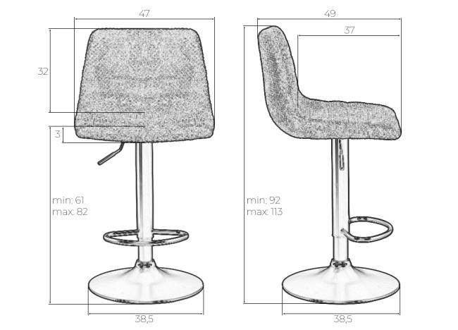 Стул барный DOBRIN TRAVIS, серый (VIVALDI15)