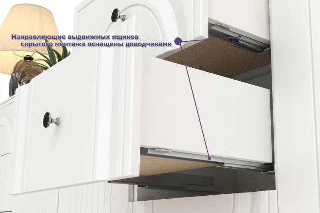 Тумба-комод и шкаф с тремя стеклянными дверками в гостиную Валенсия цвет белый шагрень