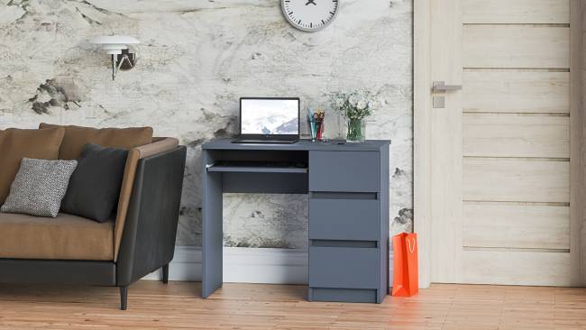 Стол компьютерный три ящика Мори МС-6 правый цвет графит Стол компьютерный три ящика Мори МС-6 правый цвет графит