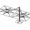 Зонт профессиональный двухкупольный 2.9х6 м Galaxia Dual V Timber имитация ироко, слоновая кость 2900х6000 мм