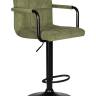 Стул барный DOBRIN KRUGER ARM BLACK, зеленый вельвет (LAR-E2041-7)