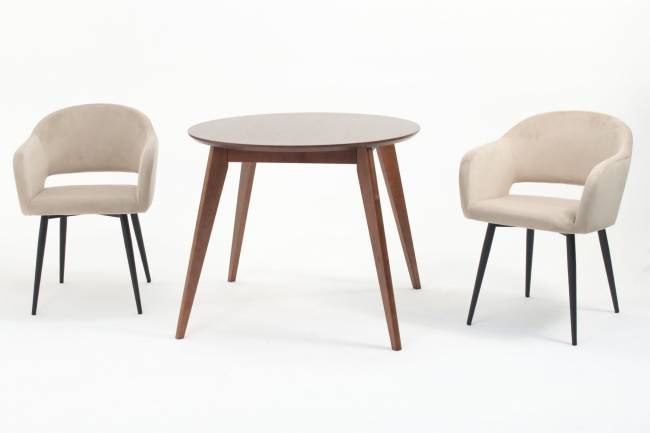 Стол Сканди К 100 орех с креслами Пичч велюр бежевый Стол Сканди К 100 орех с креслами Пичч велюр бежевый