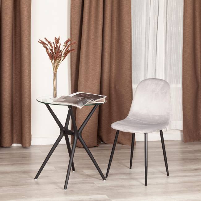 Стул BREEZE (mod. 4724) / 1 шт. в упаковке вельвет/металл, 44 х 53 х 87 см, Light grey (светло-серый) HLR14 / черный светло-серый вельвет/металл