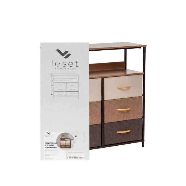 Комод Leset Локи 6 ящ. с полкой Коричневый Бежевый, светло-коричневый, темно-коричневый Комод Leset Локи 6 ящ. с полкой Коричневый Бежевый, светло-коричневый, темно-коричневый
