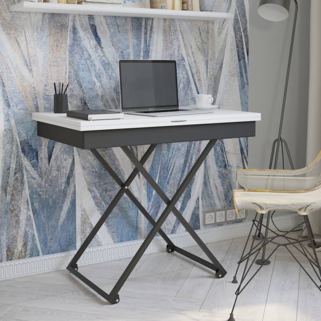 Стол универсальный трансформируемый АНДРЭ Loft ЛДСП белый/чёрный Стол универсальный трансформируемый АНДРЭ Loft ЛДСП белый/чёрный