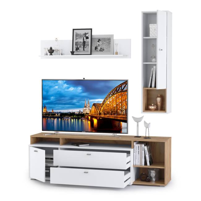 Гостиная Бэль № 02, цвет дуб крафт золотой/белый премиум