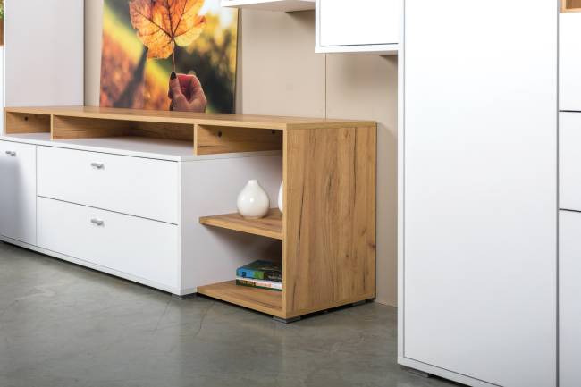 Гостиная Бэль № 02, цвет дуб крафт золотой/белый премиум