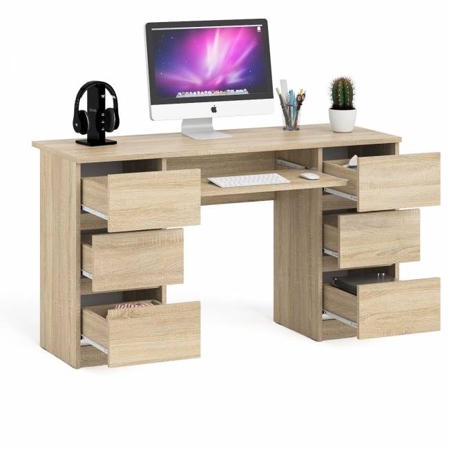 Компьютерный стол с двумя тумбами Мори МС-2 цвет дуб сонома