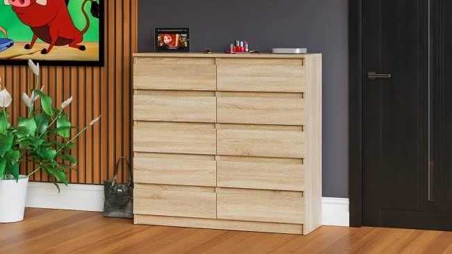 Комод высокий на десять выдвижных ящиков Мори МК1200.10 цвет дуб сонома Комод высокий на десять выдвижных ящиков Мори МК1200.10 цвет дуб сонома