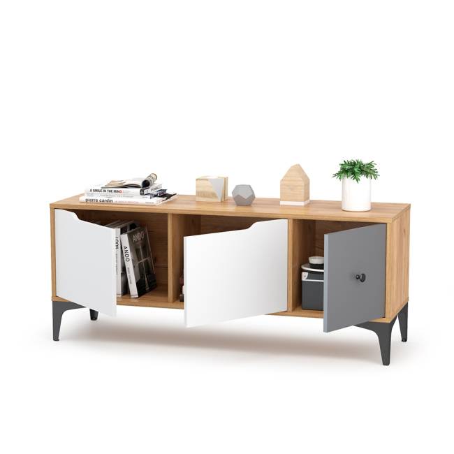 Тумба под ТВ Вайс 13.270.01 цвет дуб золотой/тёмно-серый/МДФ милк софт Тумба под ТВ Вайс 13.270.01 цвет дуб золотой/тёмно-серый/МДФ милк софт