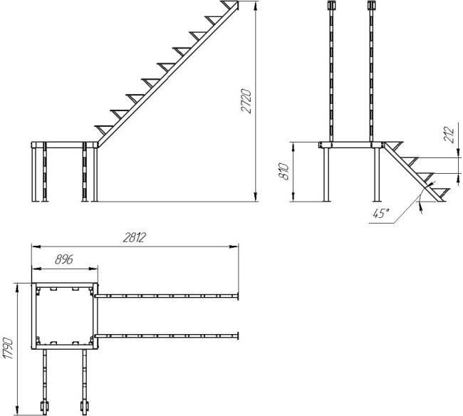 Каркас к лестнице ЛЕС-05 универсальной (поворот 90 градусов) 2760 проем 1425-2804, Белый Каркас к лестнице ЛЕС-05 универсальной (поворот 90 градусов) 2760 проем 1425-2804, Белый