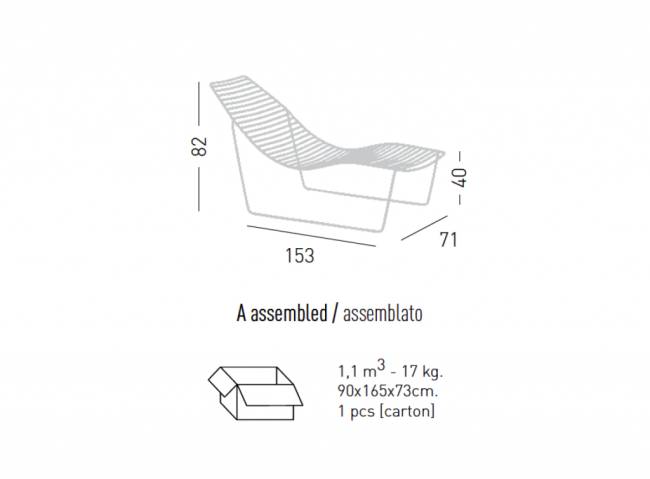 Шезлонг-лежак металлический Link Lounge серый 1530х710х820 мм