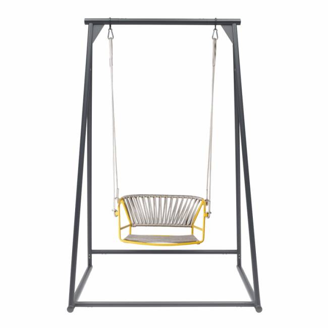 Качели плетеные Lisa Swing желтый, серебристый 1450х1200х2220 мм Качели плетеные Lisa Swing желтый, серебристый 1450х1200х2220 мм