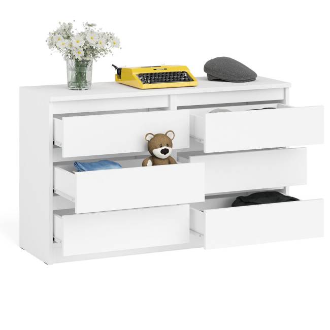 Широкий комод шесть ящиков Мори МК1200.6 цвет белый