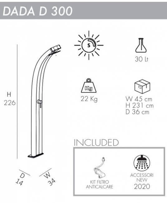 Душ солнечный Dada D 300 140х340х2260 мм Душ солнечный Dada D 300 140х340х2260 мм