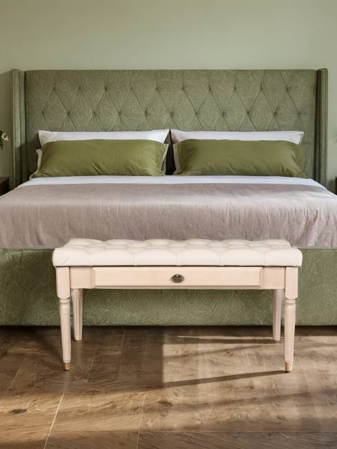 Банкетка Оливия экокожа молочный/белый ясень