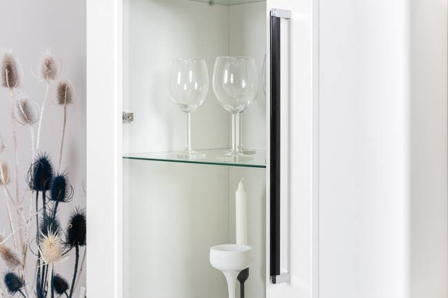 Стенка для гостиной с ТВ-тумбой Валенсия № 68 цвет белый шагрень