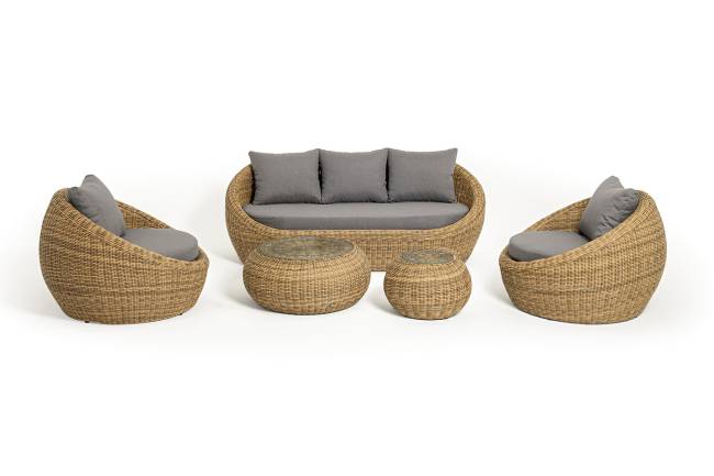 "Барселона" лаунж-зона из искусственного ротанга, цвет соломенный