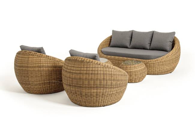 "Барселона" лаунж-зона из искусственного ротанга, цвет соломенный