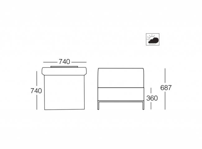 Диван модульный Slim Stripe 2960х740х687 мм
