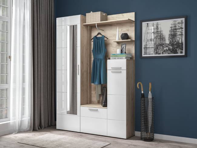 Шкаф для одежды Лайн 08.122 цвет дуб крафт серый/фасады МДФ белый глянец Шкаф для одежды Лайн 08.122 цвет дуб крафт серый/фасады МДФ белый глянец