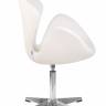 Кресло дизайнерское DOBRIN SWAN, белый кожзам P23, алюминиевое основание