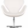 Кресло дизайнерское DOBRIN SWAN, белый кожзам P23, алюминиевое основание