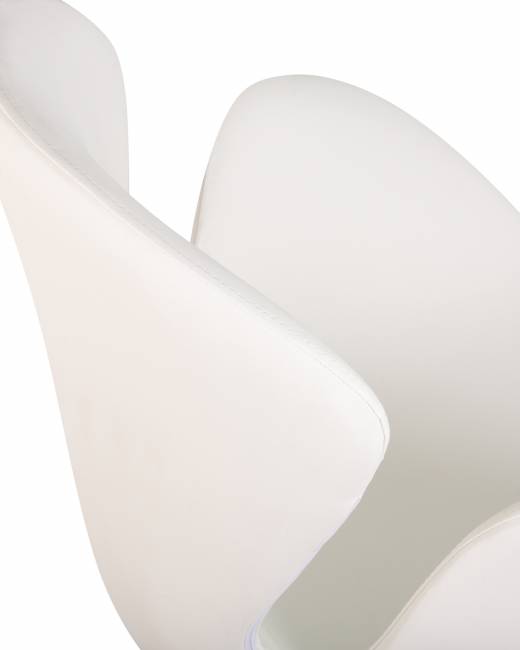 Кресло дизайнерское DOBRIN SWAN, белый кожзам P23, алюминиевое основание