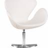 Кресло дизайнерское DOBRIN SWAN, белый кожзам P23, алюминиевое основание