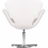Кресло дизайнерское DOBRIN SWAN, белый кожзам P23, алюминиевое основание