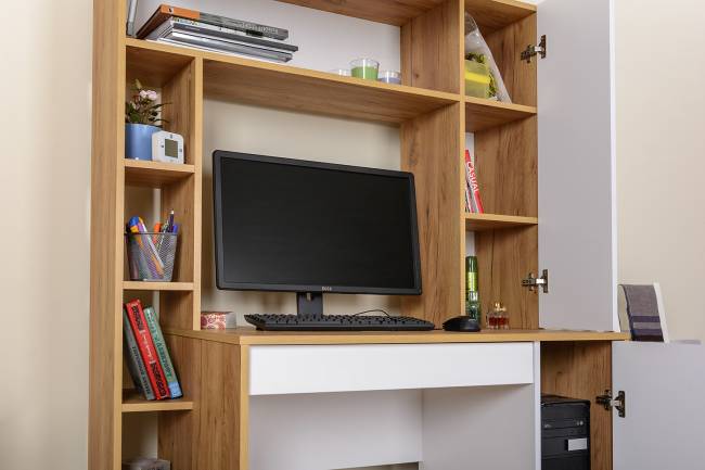 Стол компьютерный Комфорт 12.71 цвет дуб золотой/белый