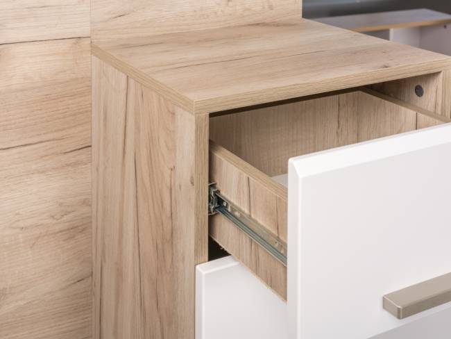 Прихожая Лайн № 5 цвет дуб крафт серый/фасады МДФ белый глянец