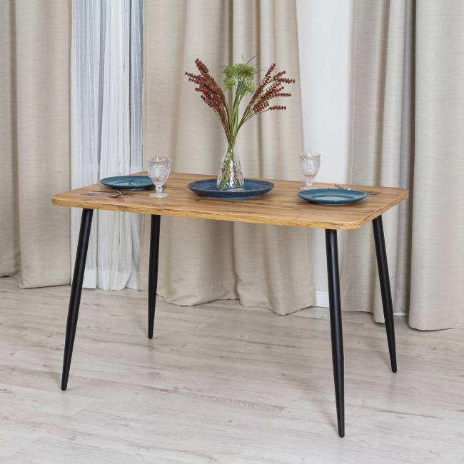 Стол PLUTO ЛДСП/металл, 120x80x77 см, Дуб вотан/Черный Стол PLUTO ЛДСП/металл, 120x80x77 см, Дуб вотан/Черный