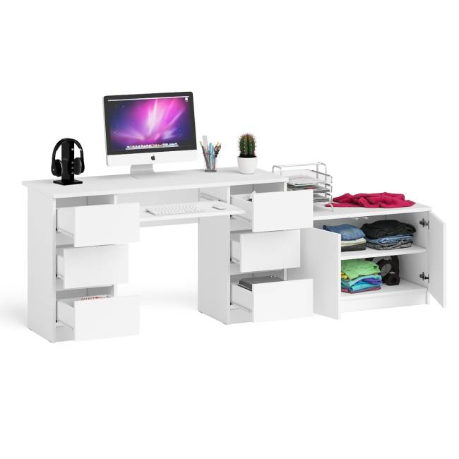 Двухтумбовый компьютерный стол Мори МС-2 с широкой тумбой на 900 цвет белый