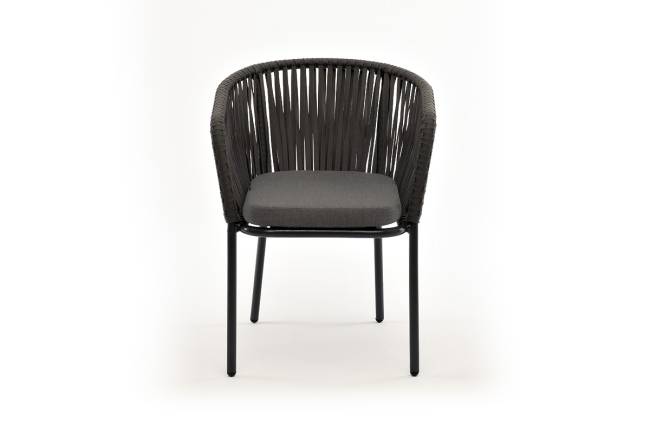 "Бордо" стул плетеный из роупа, каркас алюминий темно-серый (RAL7024) муар, роуп серый 15мм, ткань темно-серая 019 "Бордо" стул плетеный из роупа, каркас алюминий темно-серый (RAL7024) муар, роуп серый 15мм, ткань темно-серая 019